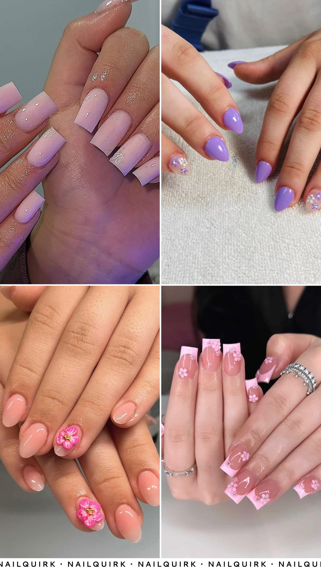 Collage of Short Acrylic Nail Ideas