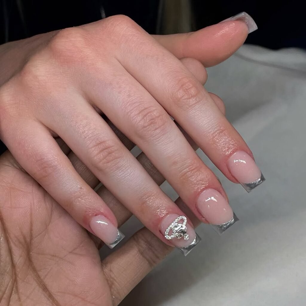 Silver Tips & Sparkle Charm